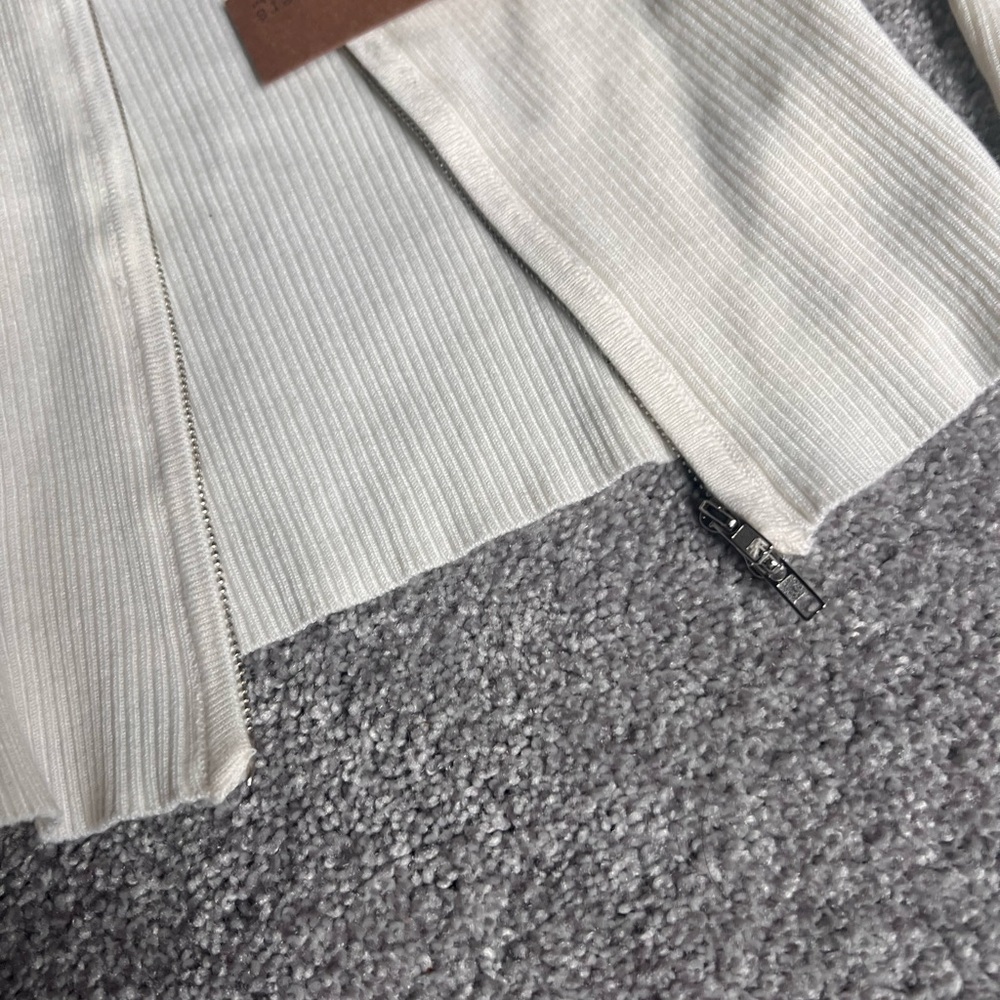 White Ribbed Zip Up - Picture 3 of 3
